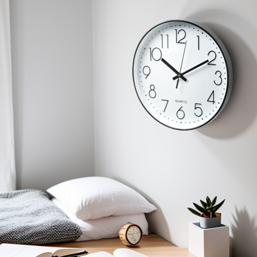 Living And Home 12-Inch Minimalist Wall Clock with Arabic Numerals 1