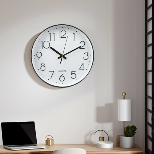 Living And Home 12-Inch Minimalist Wall Clock with Arabic Numerals