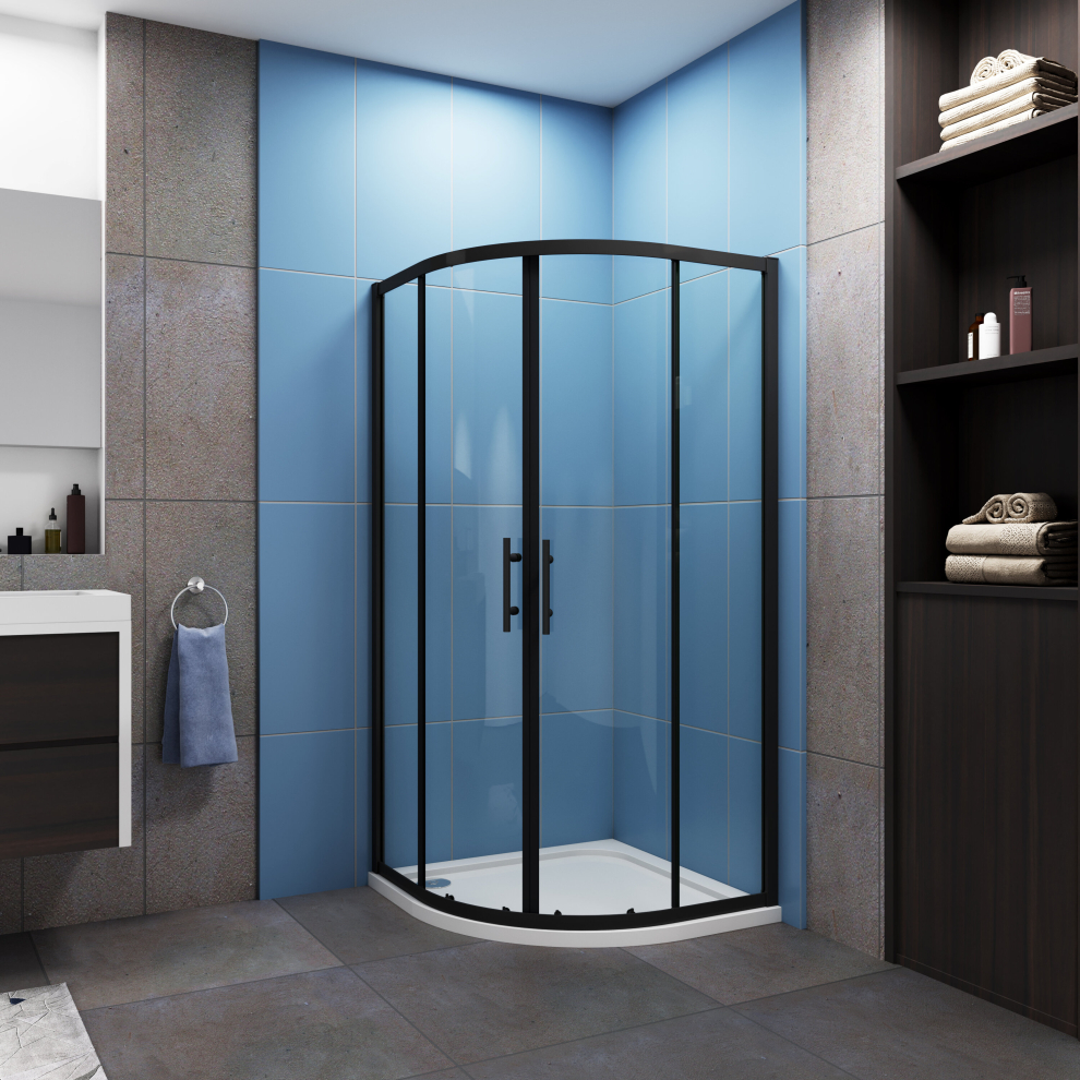 (1200x900mm) Bathroom Matt Black Quadrant Shower