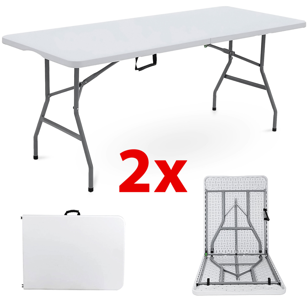 Denny Int Ltd 2X 6Ft Camping Catering Heavy Duty Folding Table Trestle Picnic Bbq Party White
