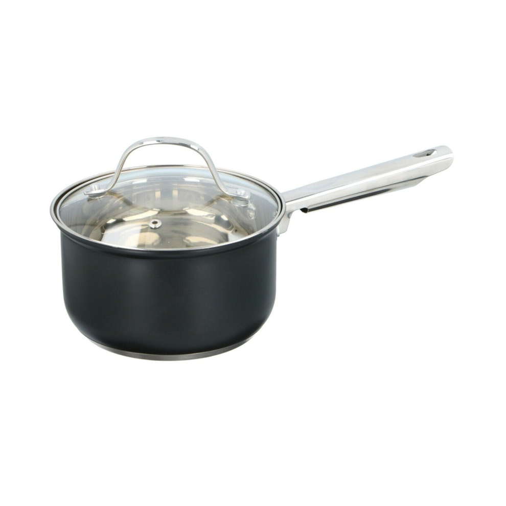 Induction Stainless Steel Saucepan Deep Cooking Pot Milk Pan Glass Lid