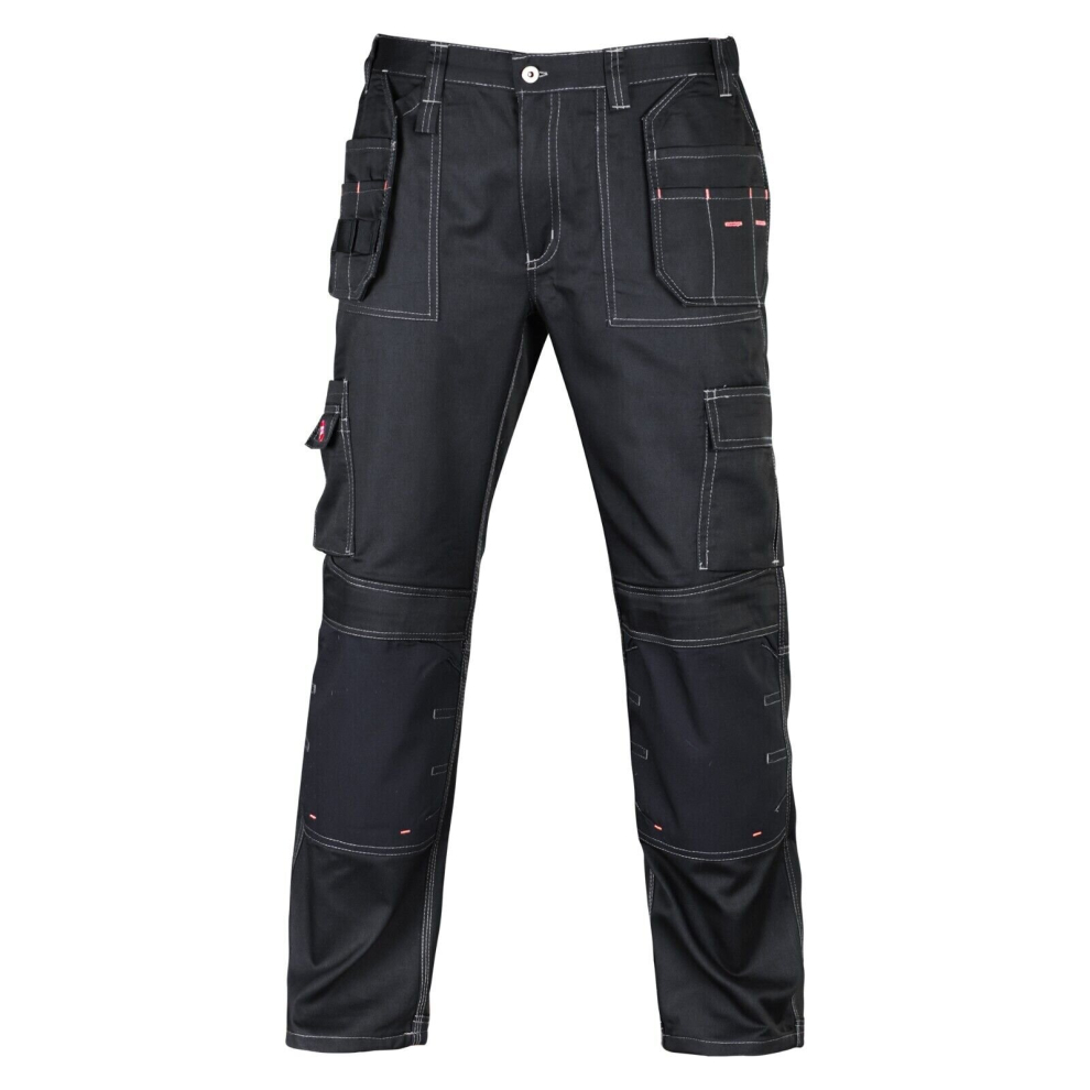 (Black 31" Regular, 30") Work Cargo Trousers Holster With Knee Pad Pockets 5051131046943