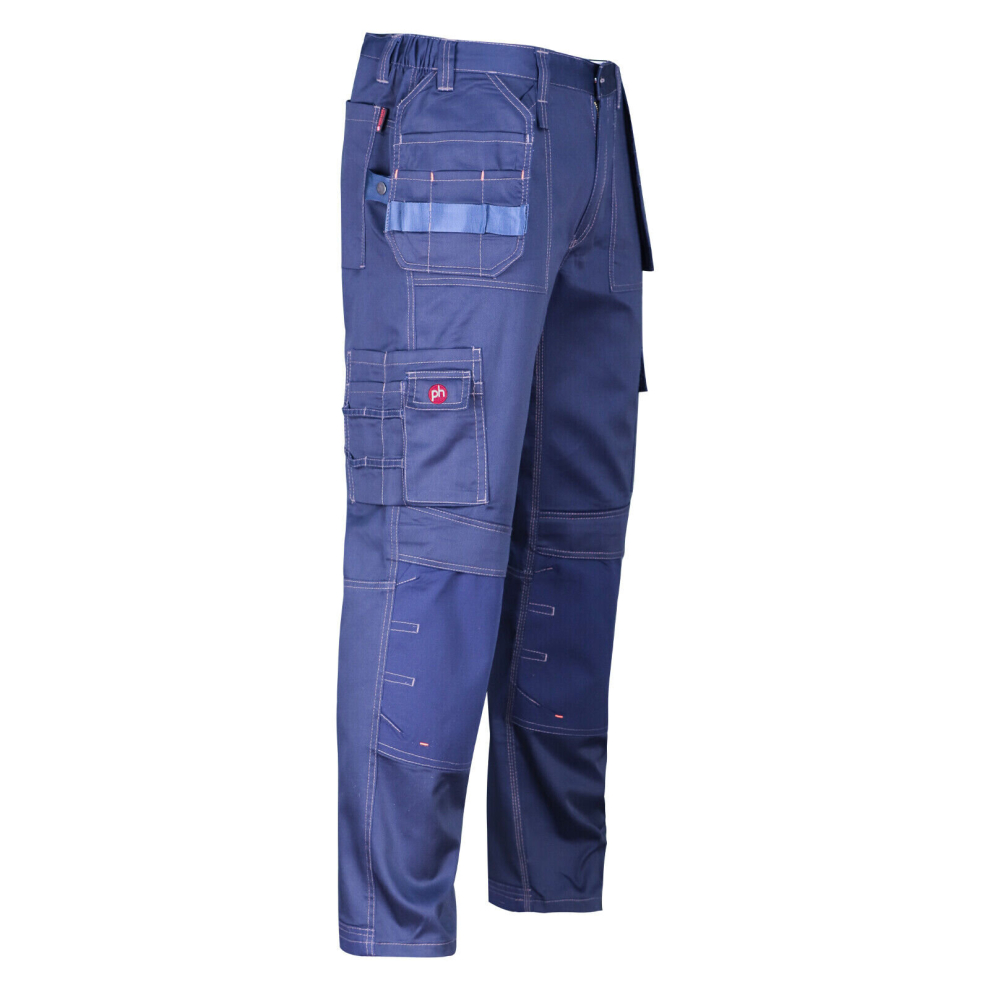 (Navy 27" Extra Short, 30") Work Cargo Trousers Holster With Knee Pad Pockets 5051131047087