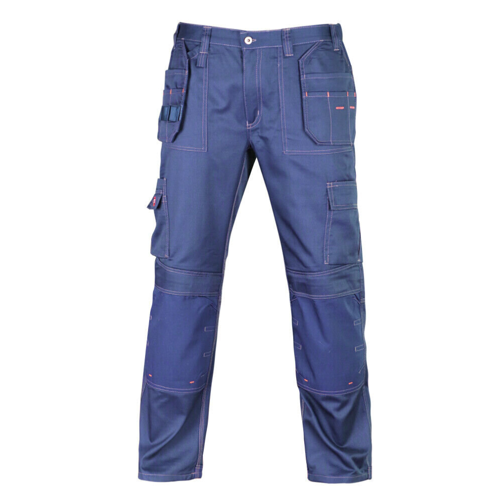 (Navy 31" Regular, 42") Work Cargo Trousers Holster With Knee Pad Pockets 5051131047223