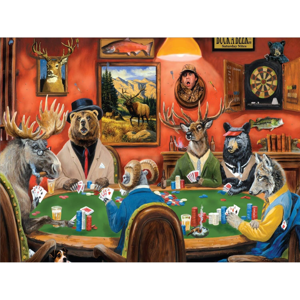 Quickdraw Supplies 1000 Piece Poker Animals Jigsaw Puzzles For Adults