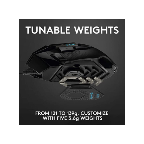 Logitech G502 HERO High Performance Wired Gaming Mouse HERO 25K Sensor 25,600 DPI RGB Adjustable Weights 11 Programmable Buttons On-Board Memory Black 2