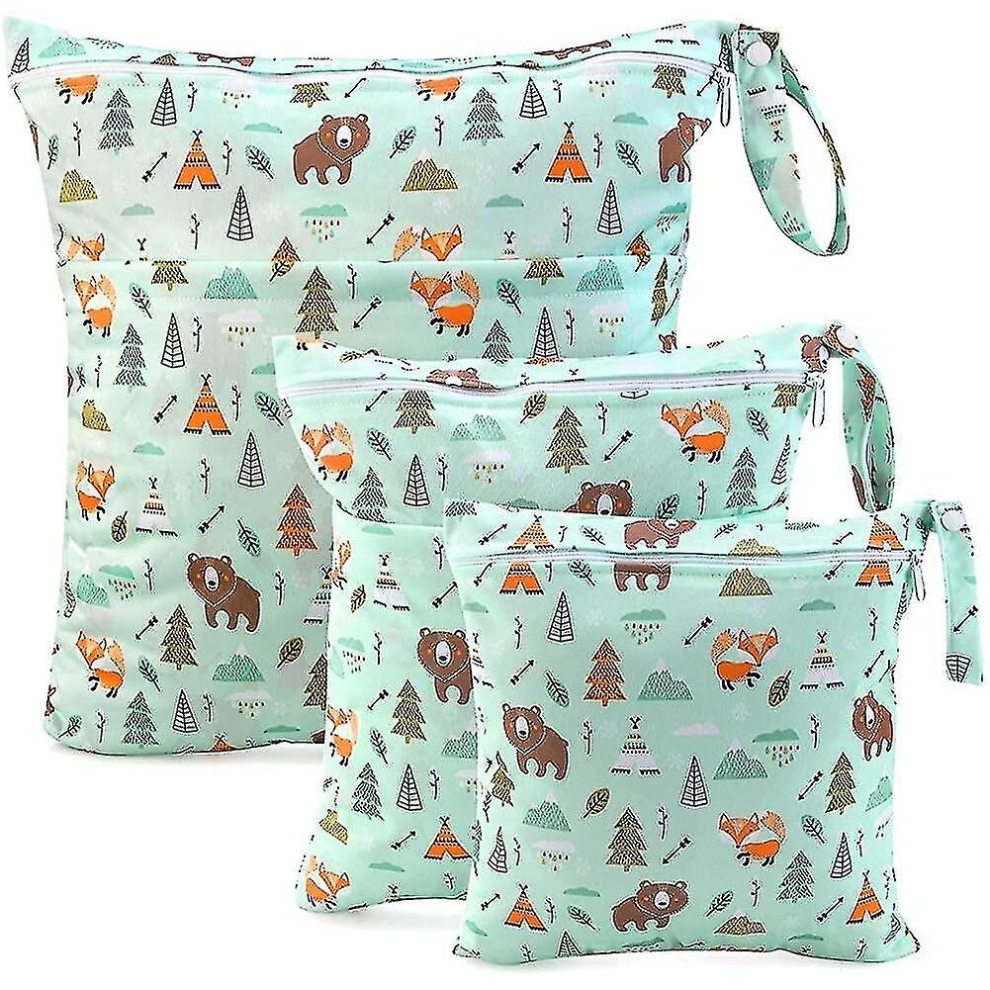 Wet Dry Cloth Diaper Bags 3-pack Washable Travel Bags, Waterproof Wet Bag