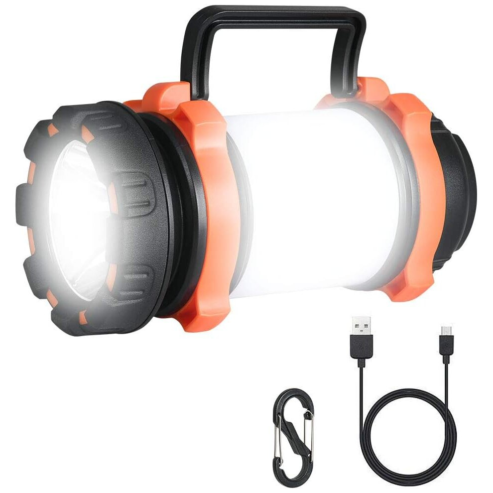 Rechargeable LED Flashlight, 1000 Lumen Flashlight, Camping Lamp with Portable Spotlight, Ultra Powerful, 6 Modes Camping Lamp, USB Cable Include