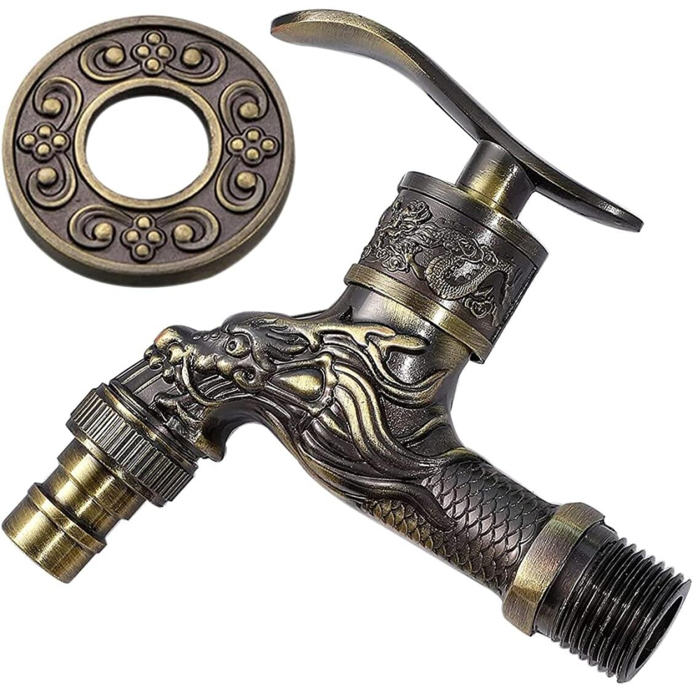 Vintage Wall Tap, Antique Brass Garden Faucet Basin Tap Antique Vintage Zinc Alloy, Faucet for Home, Kitchen, Bathroom, Outdoor, Garden