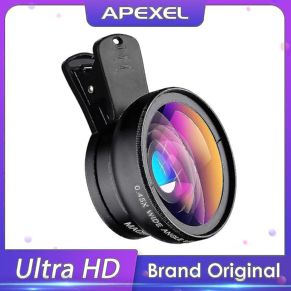 Apexel Phone Lens Kit 0.45X Super Wide Angle & 12.5X Macro Micro Lens 8131025275134