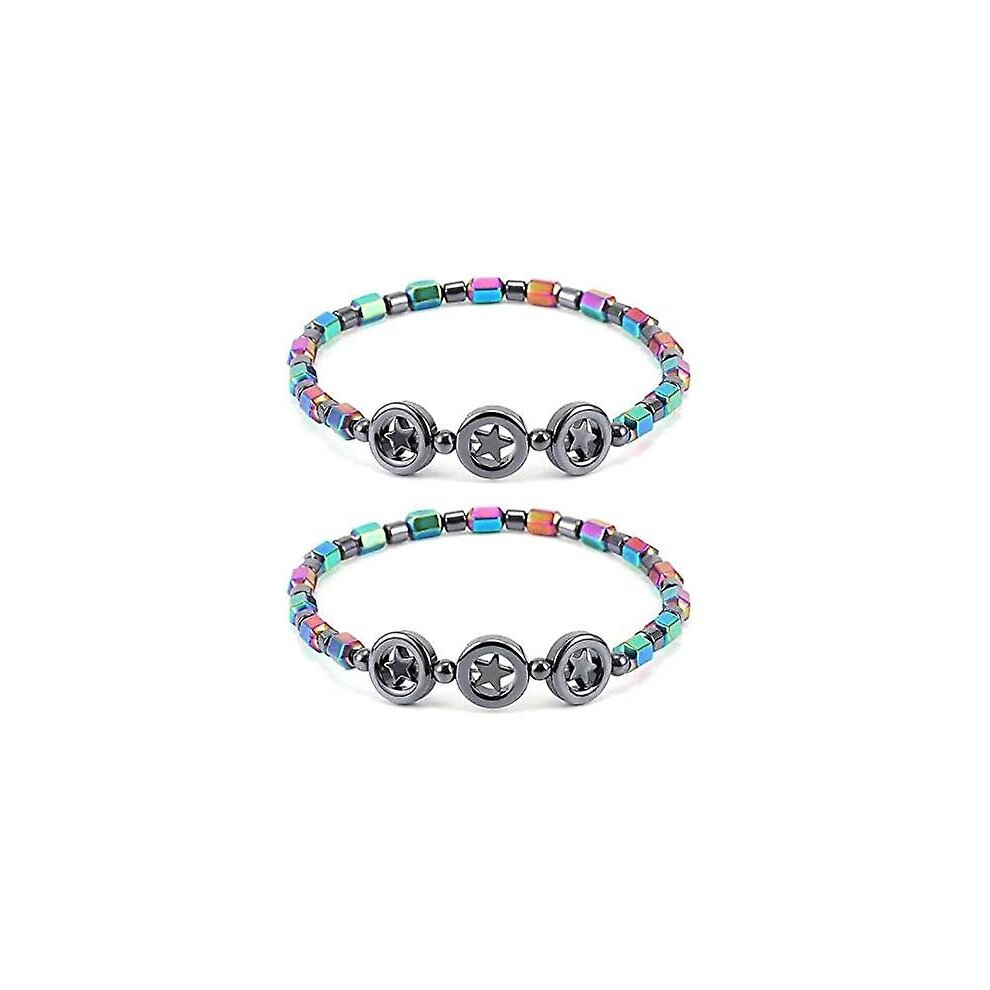 Magnetic Slim Hematite Anklet, 2pcs Natural Magnetic Stone Anklet For Women Anti Swelling Hematite Magnetic Slimming Anklet Magnetic Therapy Ankl