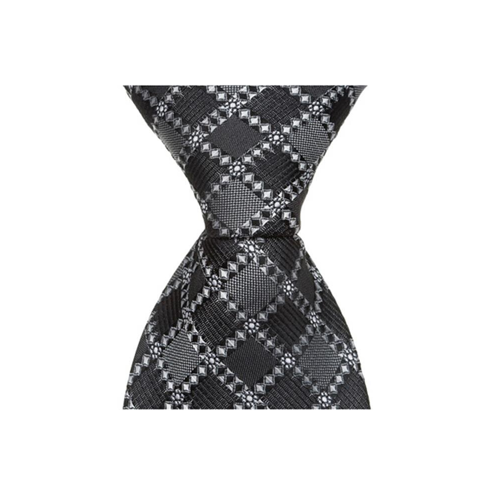 Mama'sboy S6 - 6 In. Newborn Zipper Necktie - Grey With Black Squares