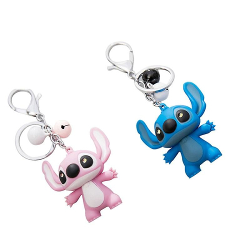 2pcs Stitch Toys Cartoon Modeling Keychain LED Key Ring Purse Pendant Couples Keychains Key Chain
