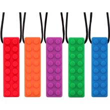 5 PCS Chew Necklace, Sensory Chew Necklace Bundle for Kids with Teething, ADHD, Autism, Biting Needs, Silicone Necklace Made from Food Grade Sili
