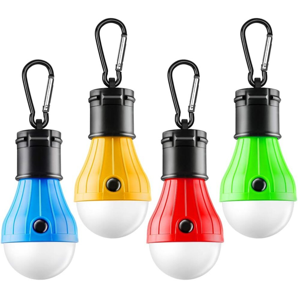 Tent Lamp Portable LED Tent Light 4 Packs Clip Hook Hurricane Emergency Lights LED Camping Light Bulb Camping Tent Lantern Bulb for Camping Hikin