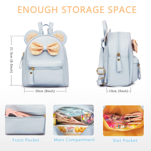 Backpack for Girls Cute Mouse Ear Bowknot Mini Backpack for Girl Travel Bag School Bag 2