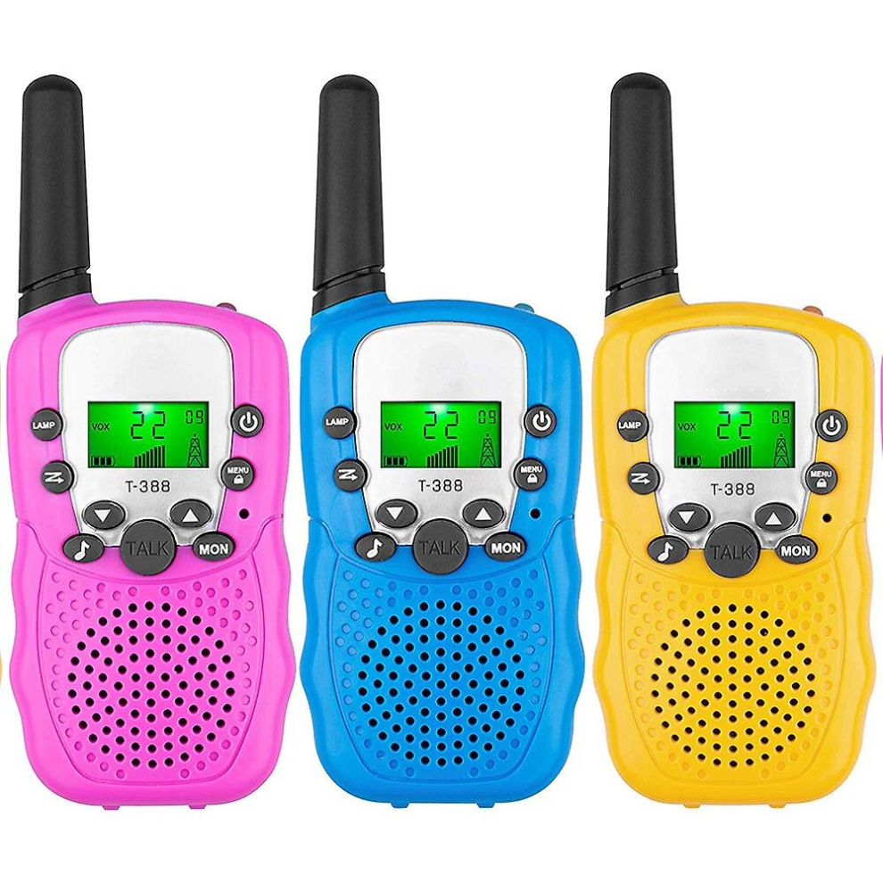 Kids Walkie Talkies 3pcs,3 Miles Long Range With Backlit Flashlights