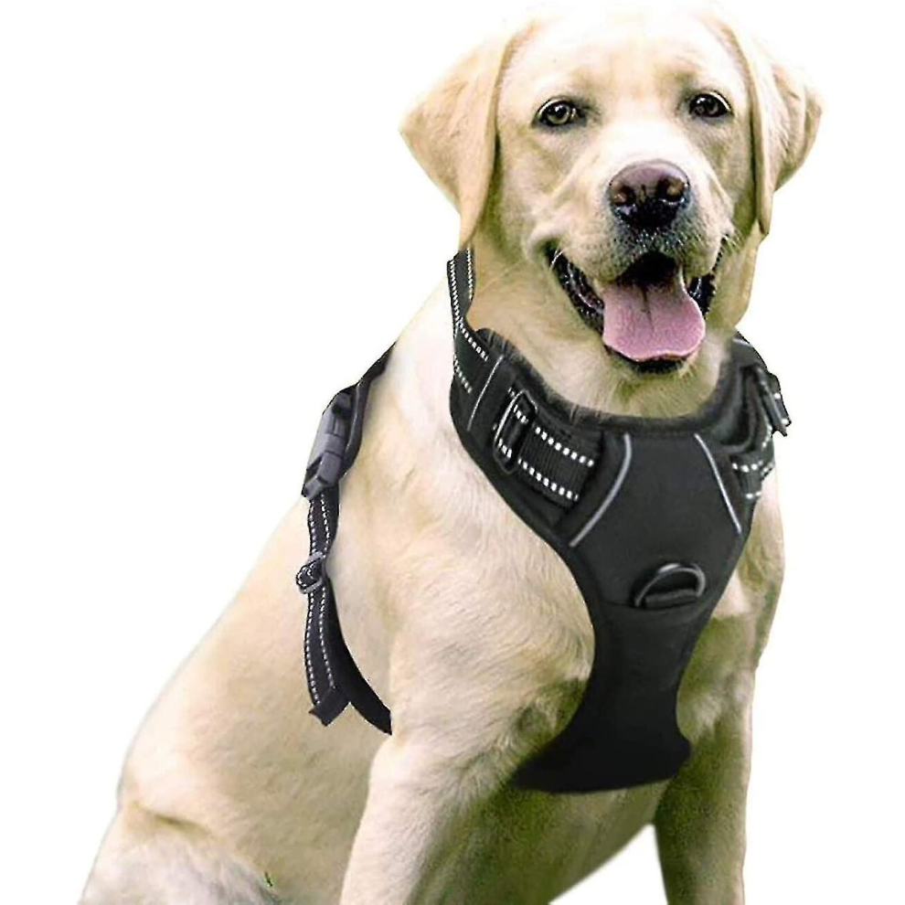 Anti-pull Dog Harness, T For Dogs Easy To Put On Adjustable Reflective Harness With Front Clip Harness For Medium, Large Dogs, Color Black