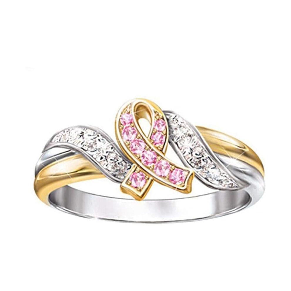 1pcs Ribbon Ring Courage Strength Hope Faith Ring Pink Ribbon Breast Cancer Awareness Ring for Women