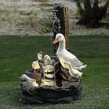 Solar Energy Squirrel Duck Water Fountain Resin Statue, Pressure Water Sculpture For Garden Decoration