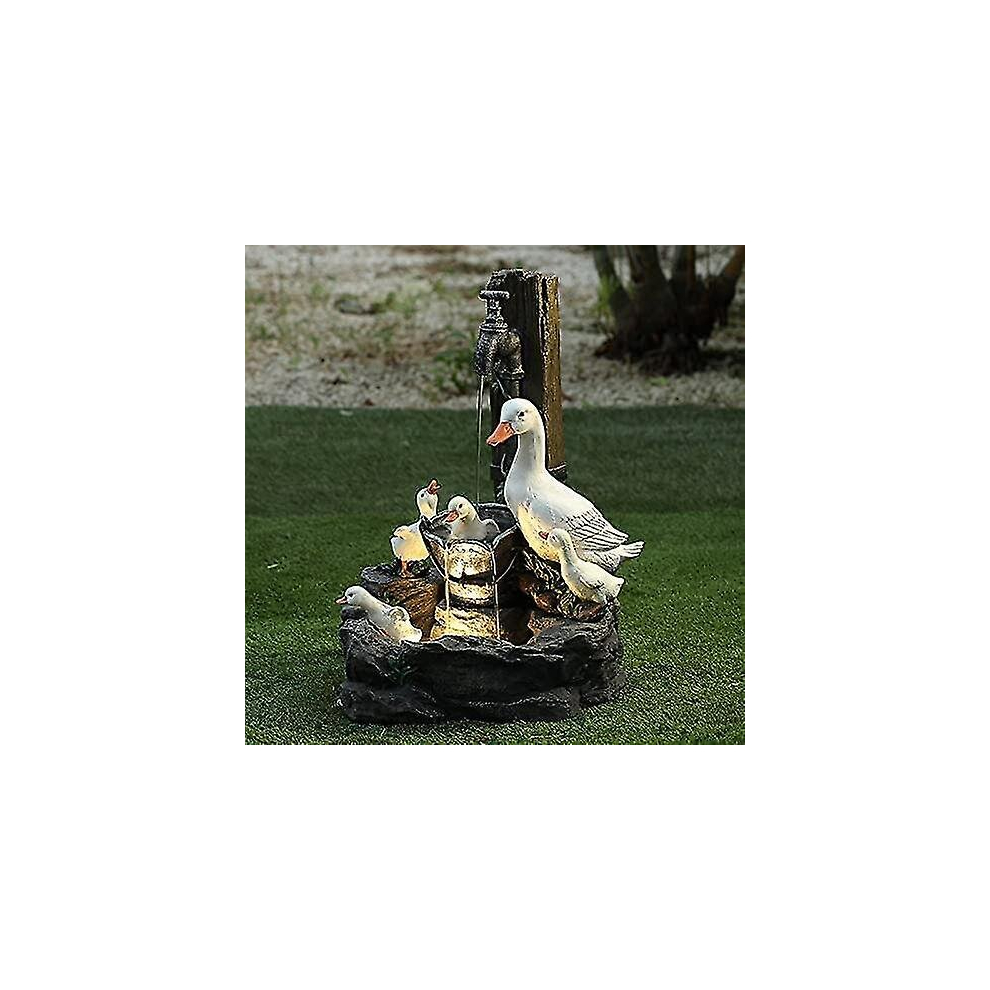 Solar Energy Squirrel Duck Water Fountain Resin Statue, Pressure Water Sculpture For Garden Decoration