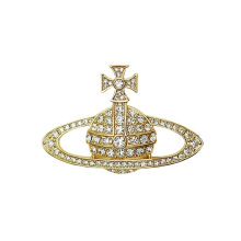 Vivienne Diamond Saturn Brooch Pin Planet Element Versatile Suit Wool Clothes Accessories for Mother's Day gifts