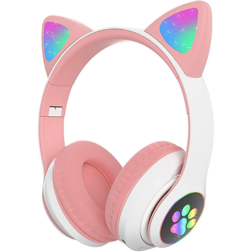 Kids Bluetooth Headphones, LED Light Up Cat Ears
