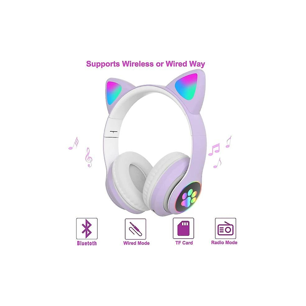 Kids Bluetooth Headphones Foldable with LED Light