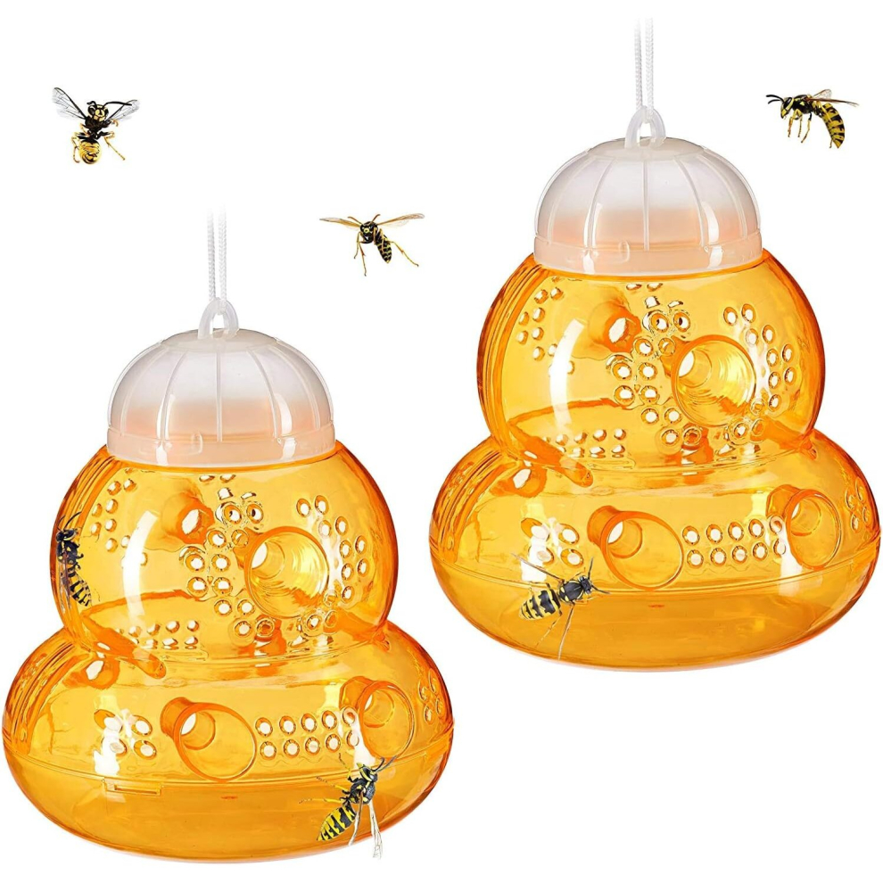 Wasp Trap 2 Pieces Wasp Trap, Vest Traps, Fruit Fly Traps, Indoor, Outdoor, Hourglass Shaped Wasp Trap Hanging Wasp Trap to Attract Wasps