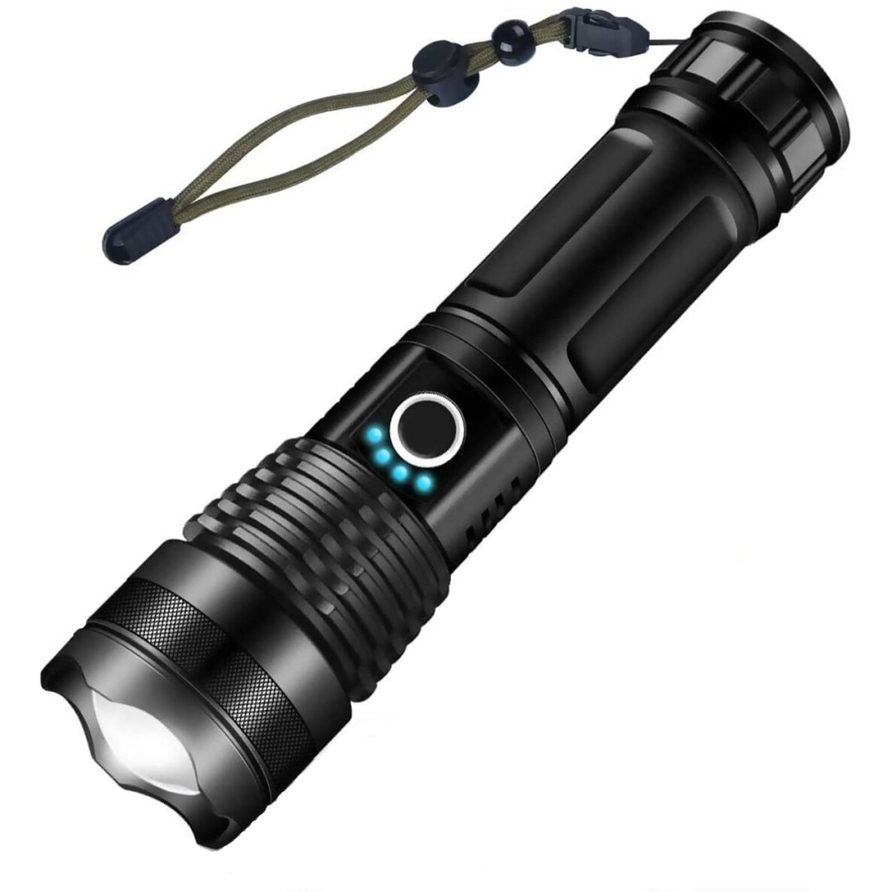 Torch Flashlight, USB Rechargeable LED Ultra Powerful 3000 Lumens CREE XHP50 Flashlight, 5 Modes IP65 Waterproof Military Zoomable for Camping Hi
