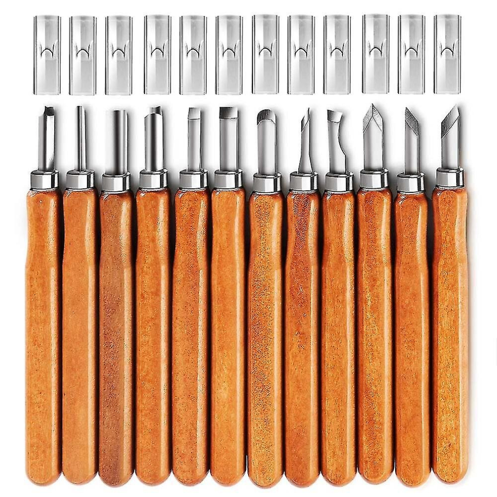 Wood Carving Tools, 12 Set Sk5 Carbon Steel Sculpting Knife Kit