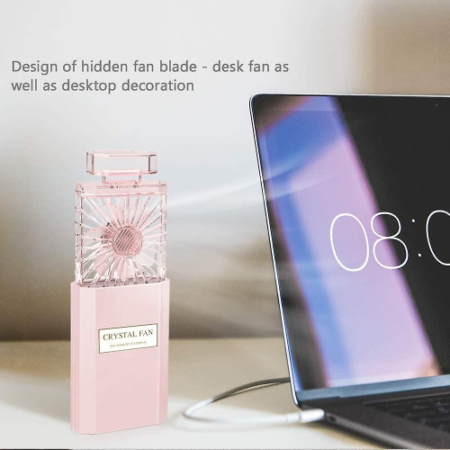 Lady Handheld Fan, Rechargeable Small Personal Fan With 3 Speeds Setting 2