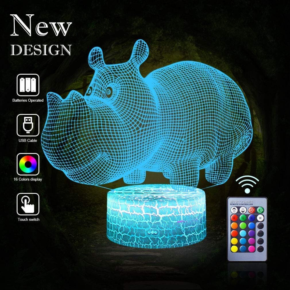 3D Illusion Night Light, 16 Color LED Touch Table Lamp with Remote Control Animal Lover, Cute Gift Warming Gift Creative Decoration Ideal Art and