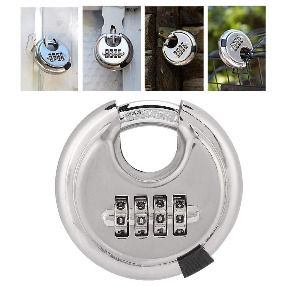 Password Padlock, 70mm Thickened 9.5mm Stainless Steel Round Padlock Keyed Combination Padlock for Outdoor Barriers Money-image-OPC-PD2P9GS-NEW