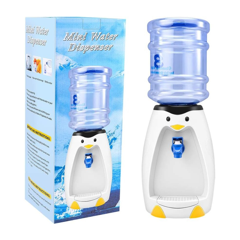 2.5L Mini Cute Penguin Water Dispenser with Water Bucket Drink 8 Water Glasses for Gift Student Dormitory Home Office