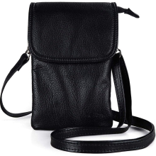 Genuine Leather Crossbody Phone Bag for Women – Slim 3-Compartment Purse with Detachable Strap, Fits Phones Up to 6.5 Inch