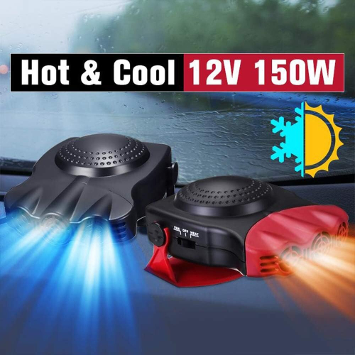 Car Heater, 2 in 1 Fast Heater with Heating and Cooling Function, Defroster, 12V 150W, 3 Socket Cigarette Lighter 2