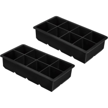 Set of 2 XXL ice trays to make 8 giant ice trays of 5 x 5 cm each, BPA-free silicone ice trays