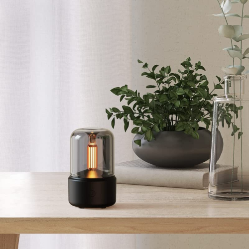 Candlelight Aromatherapy Diffuser, Personal Desktop Portable USB Silent Cool Mist Air Humidifier for Bedroom, Office (Black) 2