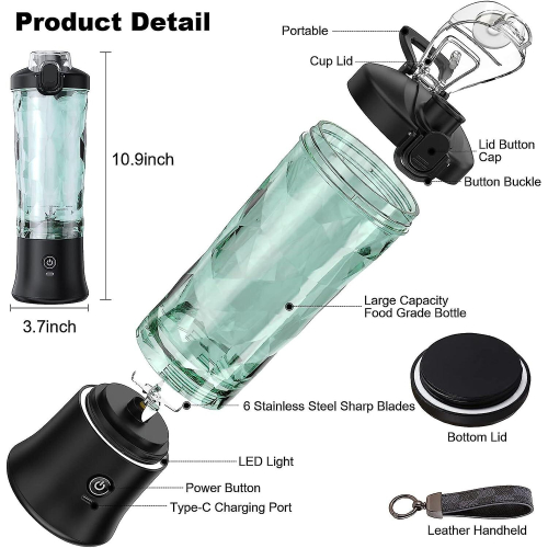 Portable Blender, Smoothie Blender, Black 2