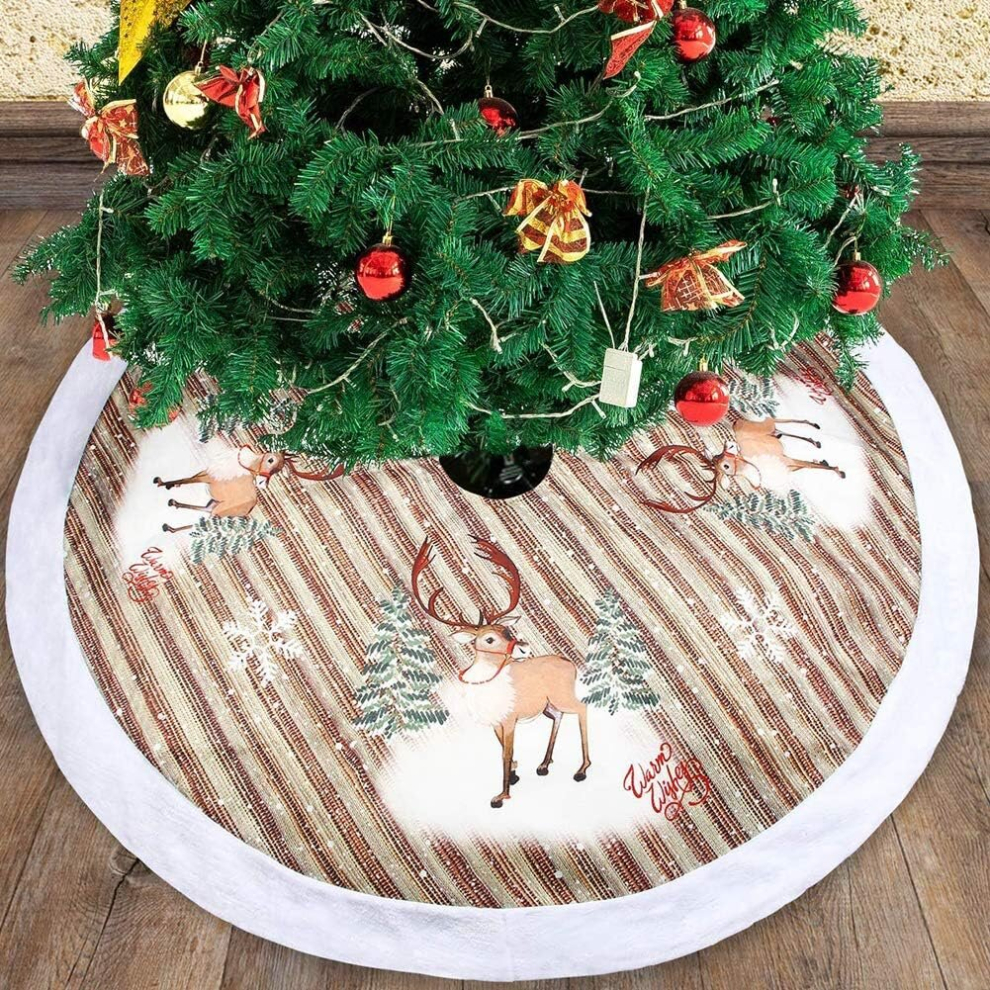 Christmas Tree Skirt, Christmas Tree Decoration, New Year Decoration, 95cm, Reindeer, 95cm-image-OPC-PD2PDMS-NEW