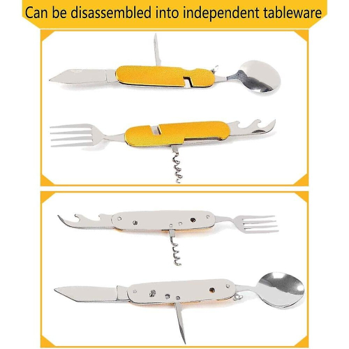6 In 1 Stainless Steel Folding Cutlery Set(2 Pieces),folding Cutlery