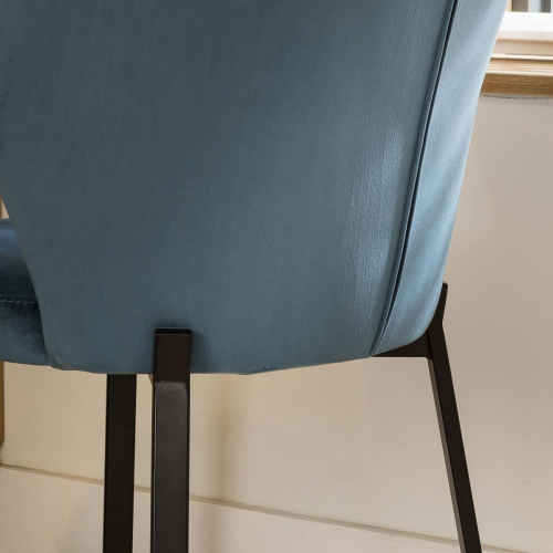 2 Zoe Velvet Dining Chairs Agean Blue 2