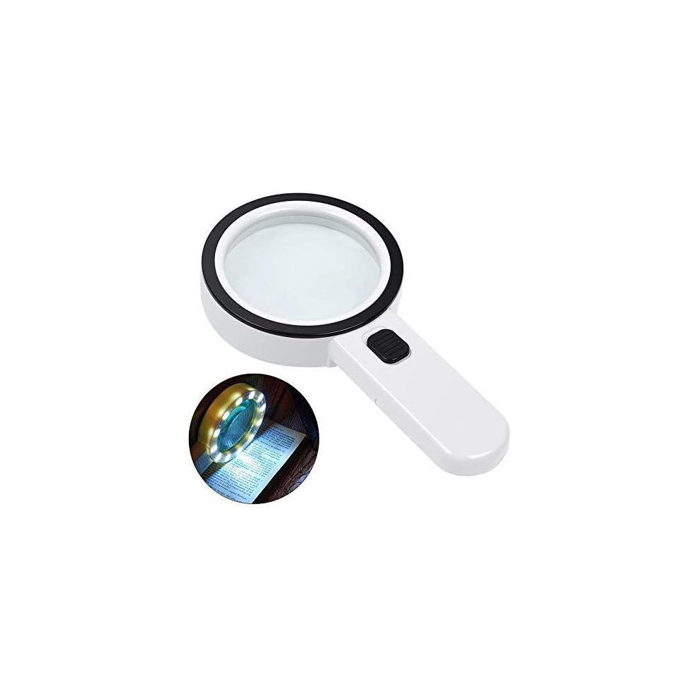 White Magnifying Glass With Illuminated Reading Magnifier,