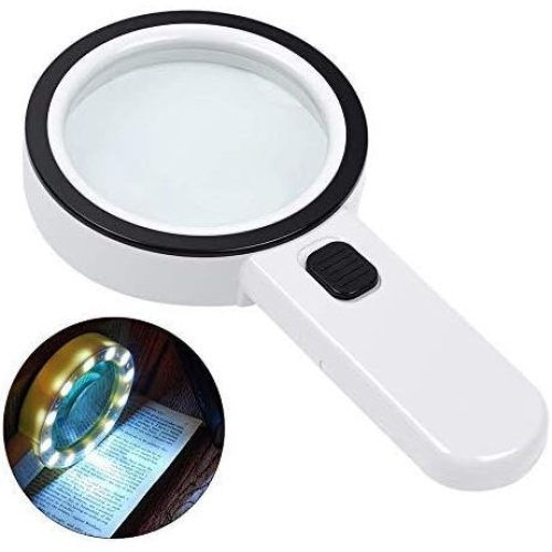 Magnifying Glass with Illuminated Reading Magnifier, White 1