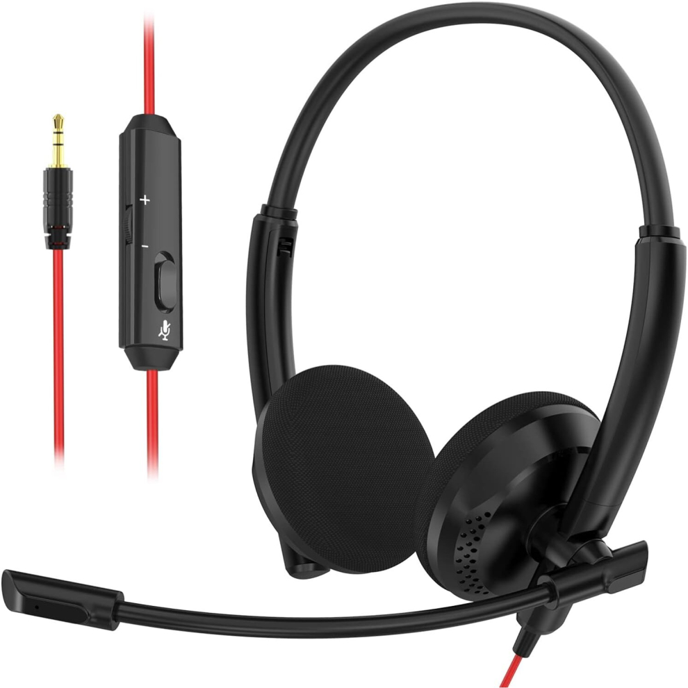 Computer Laptop Headphones With Noise Cancelling Microphone For Work Office Home (3.5Mm Jack) 8131025264299