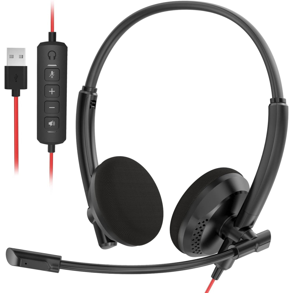 USB Headset,USB-A wired headset with Boom Microphone,Dual Ear with In-line Volue Controller for Office Work-image-OPC-PD2PGD9-NEW