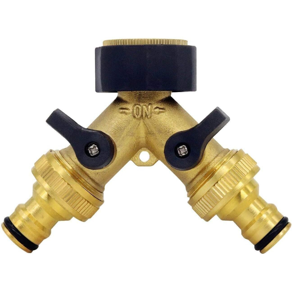 2 Way Brass Water Tap, Garden Hose Diverter