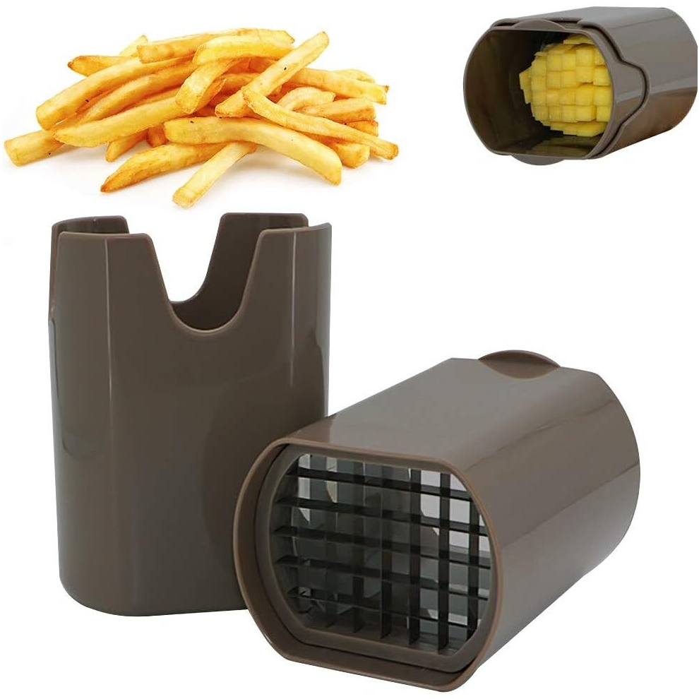 French Fry Cutter, Manual French Fry Cutter, Professional French Fry Cutter, French Fry Cutter, Stainless Steel French Fry Cutter Grid (Brown)