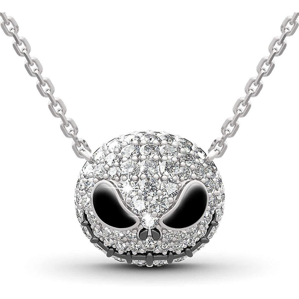 Jeulia Skull Nightmare Necklace 925 Sterling Silver Jewelry Gift